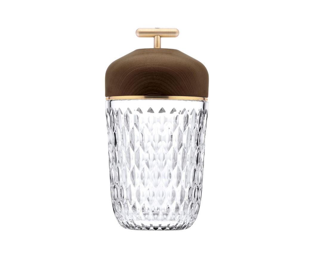 Folia Dark Wood Golden-Finish Portable Lamp