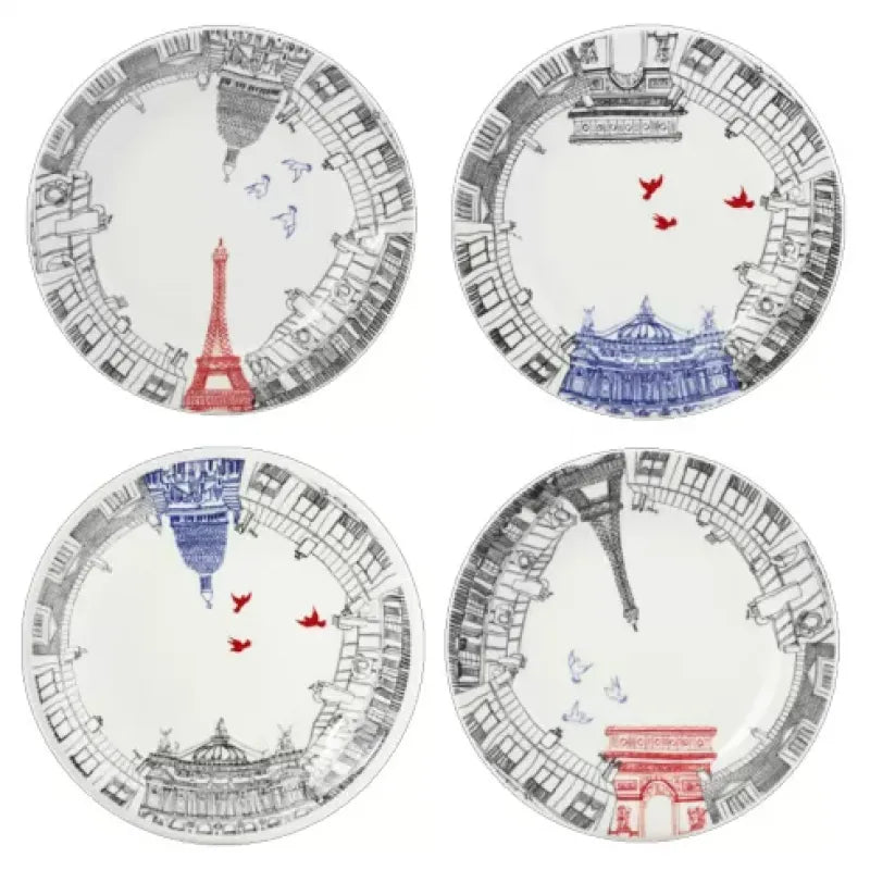 Ca C'Est Paris ! Dessert Plates Assorted Set of 4
