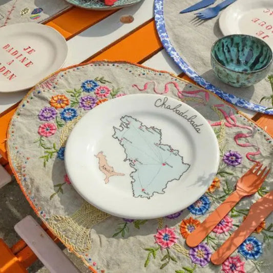 La Prestic Ouiston Dessert Plates Assorted 8 11/16" dia Set of 4