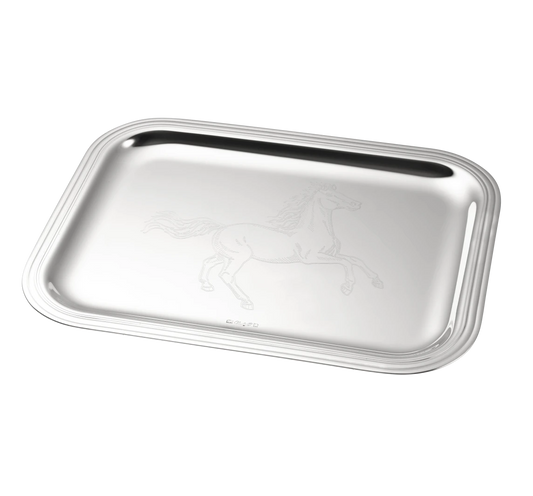 Albi Silver Plated Tray with Horse Engraving