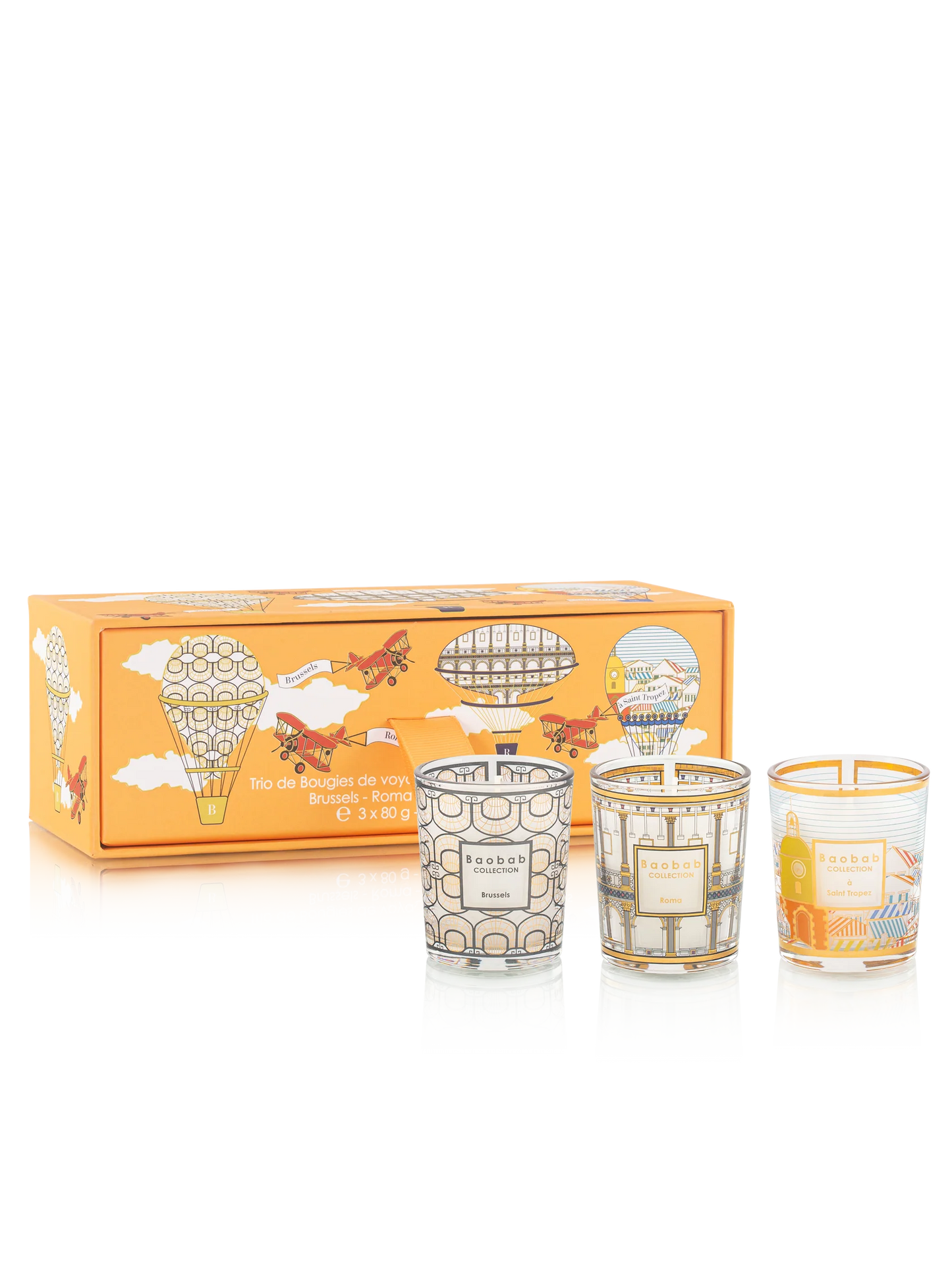 Trio Travel Candles Brussels - Roma - Saint Tropez