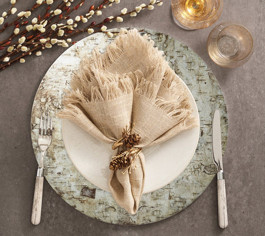 Gilded Pine Napkin Ring Set of 4