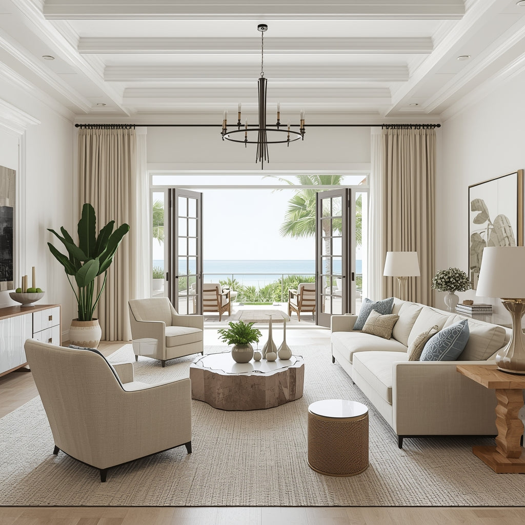 How to Style a Coastal Luxury Living Room in Olde Naples with French Riviera Elegance