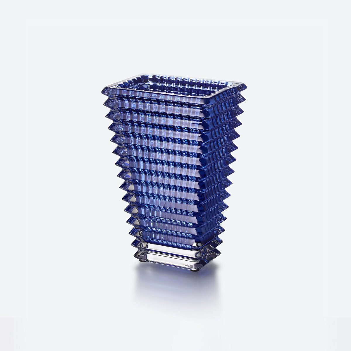 Baccarat Eye Rectangular Vase Small Blue Crystal