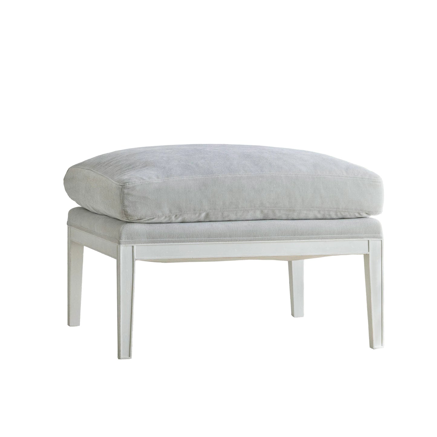 Bergamin Ottoman in French Eggshell Velvet and Sea Glass Finish