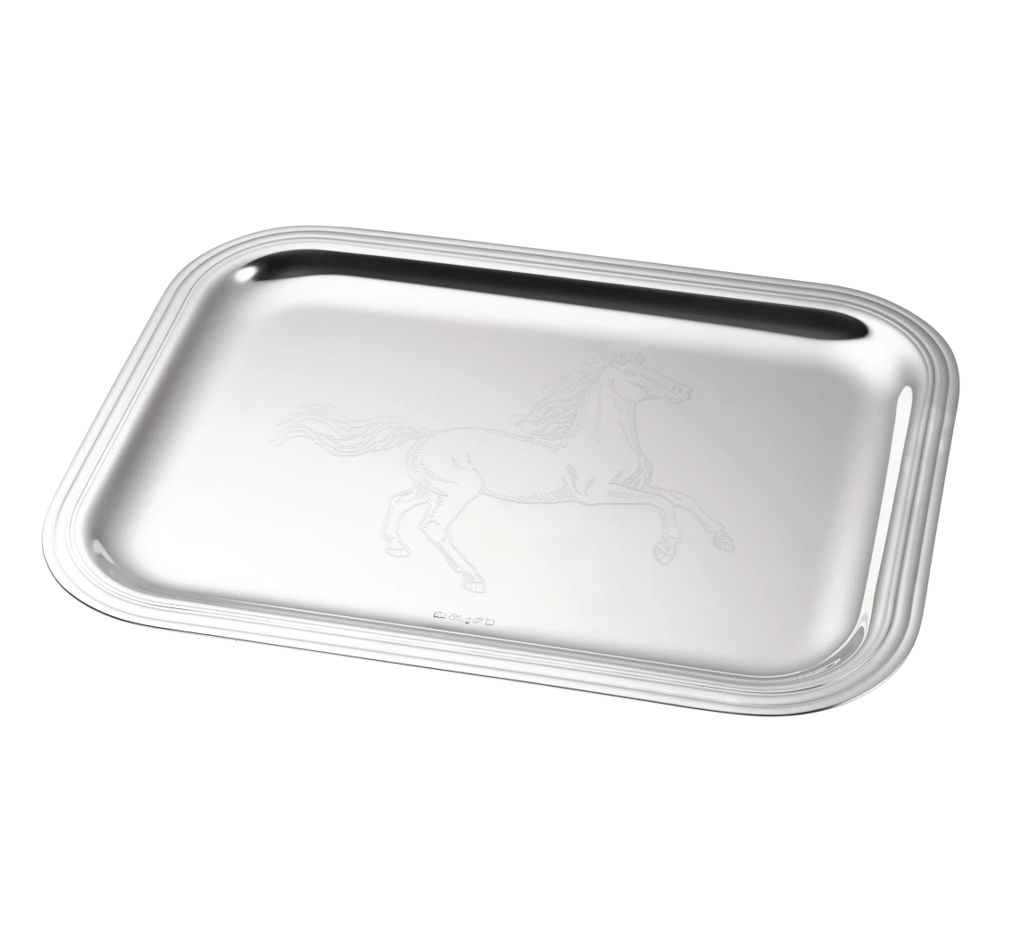 Albi Silver Plated Tray with Horse Engraving