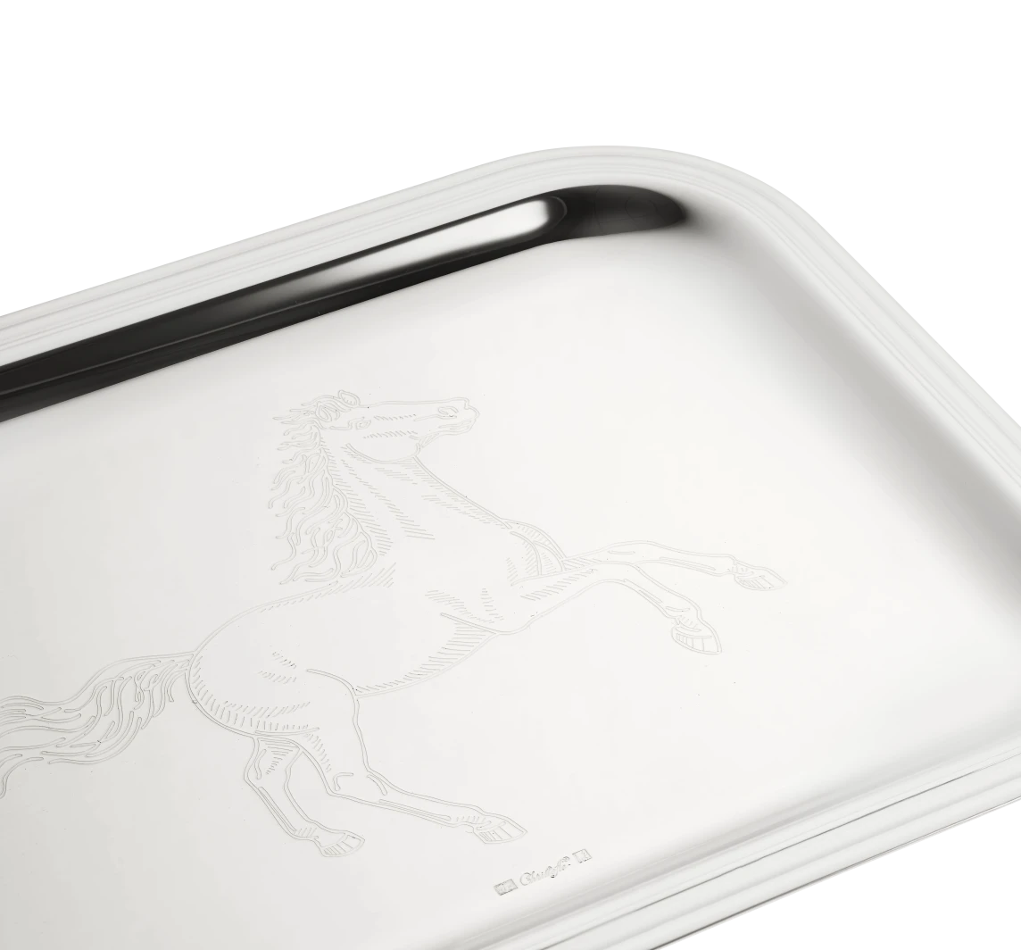 Albi Silver Plated Tray with Horse Engraving