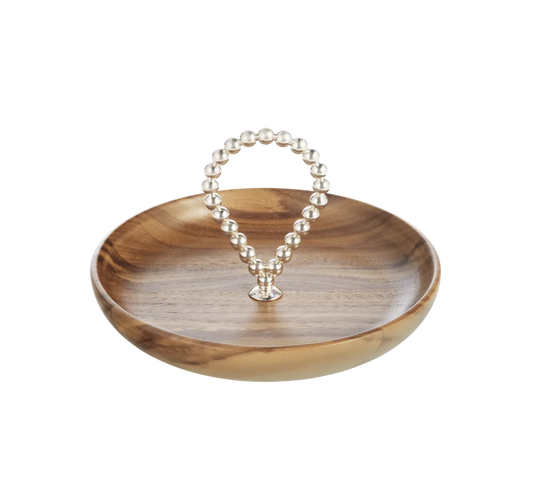 Silver-Plated and Walnut Bowl - 6.7in