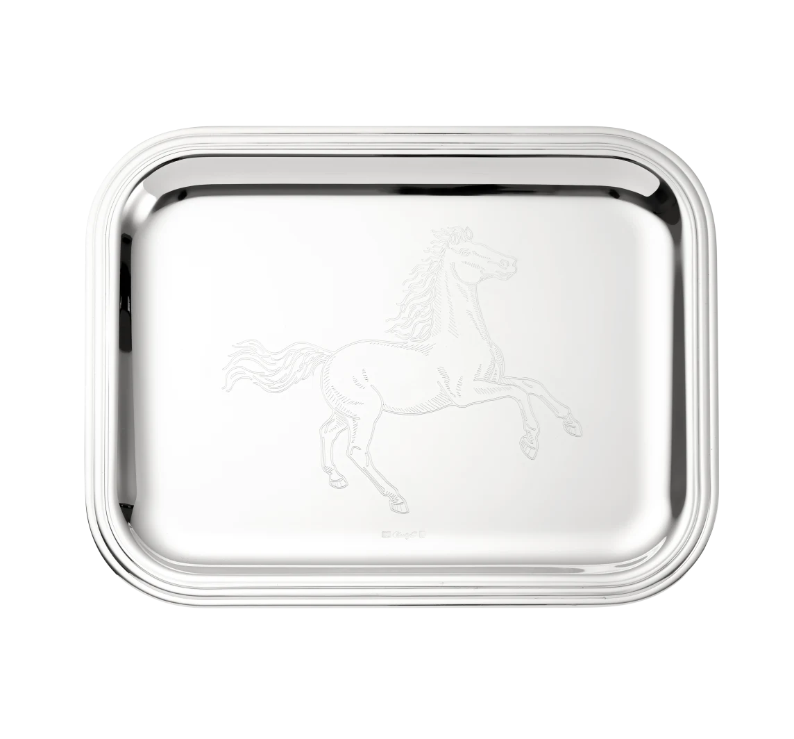 Albi Silver Plated Tray with Horse Engraving