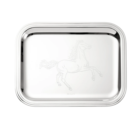 Albi Silver Plated Tray with Horse Engraving