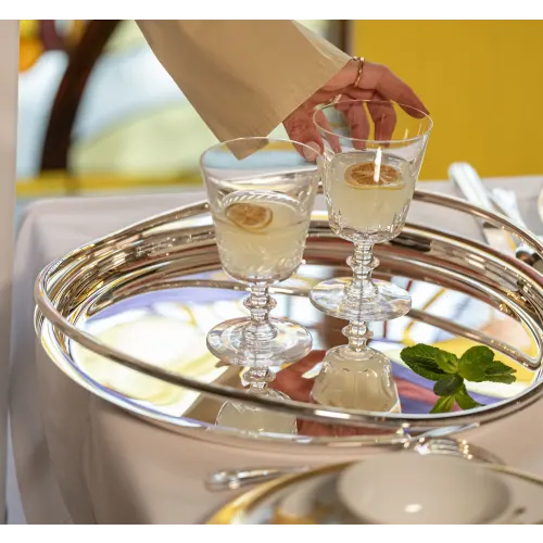Vertigo Silver-Plated Round Serving Tray - 15 in