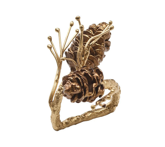 Gilded Pine Napkin Ring Set of 4