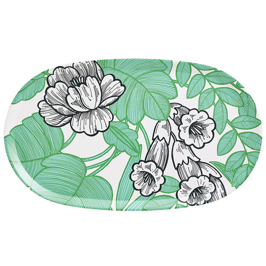 Escapade Tropicale Green Tray Oval 22" x 13"