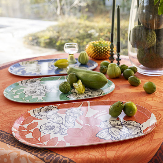 Escapade Tropicale Orange Tray Oval 22" x 13"