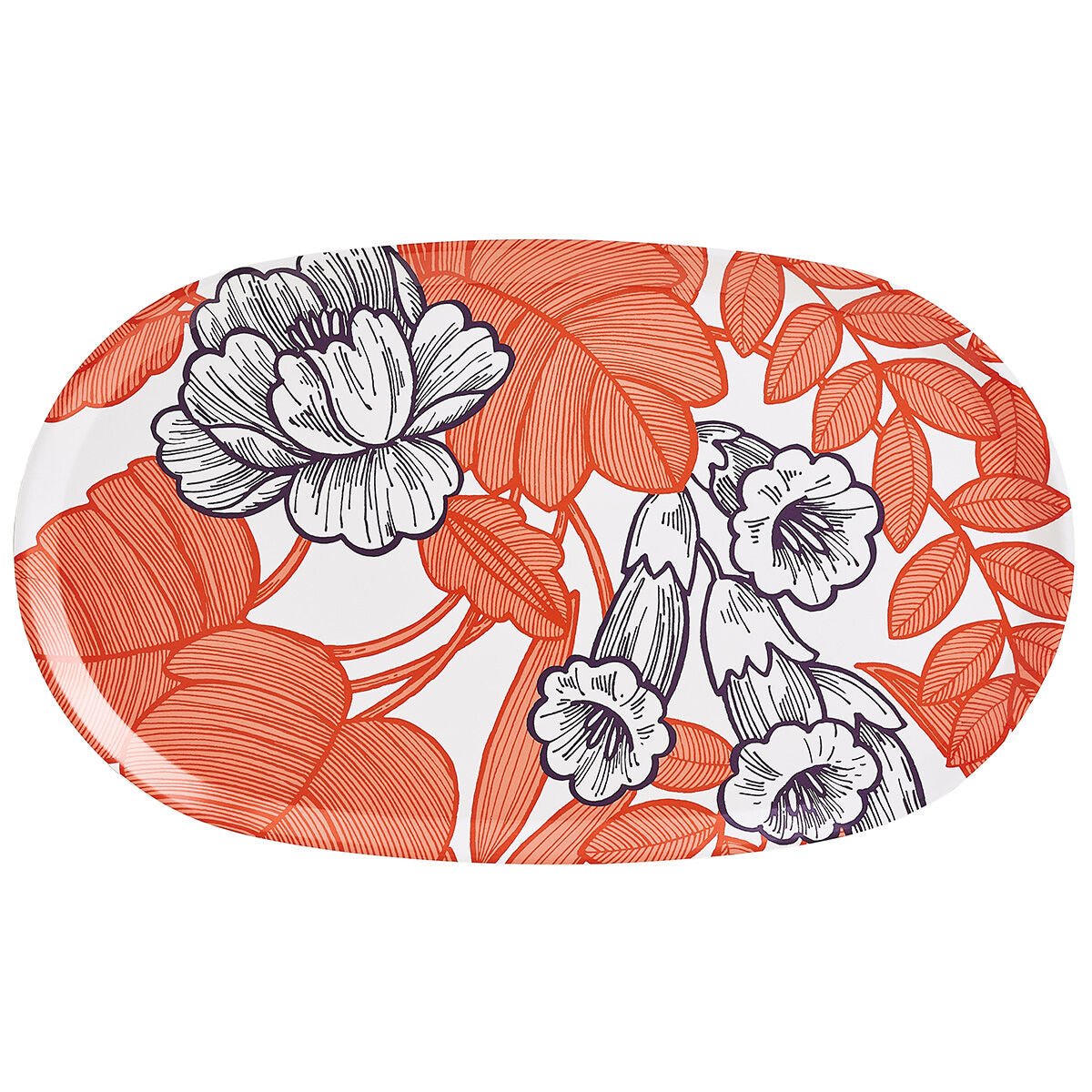 Escapade Tropicale Orange Tray Oval 22" x 13"